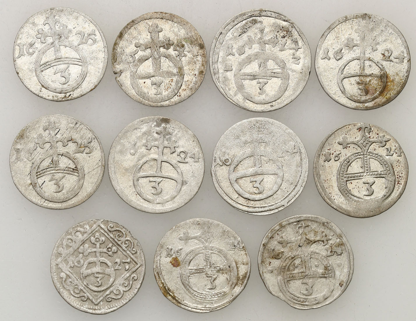 Śląsk, Greszel 1624-1627, Wrocław, Żagań zestaw 11 monet